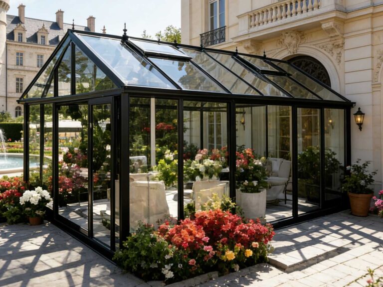 glass greenhouse, garden greenhouse, black greenhouse
